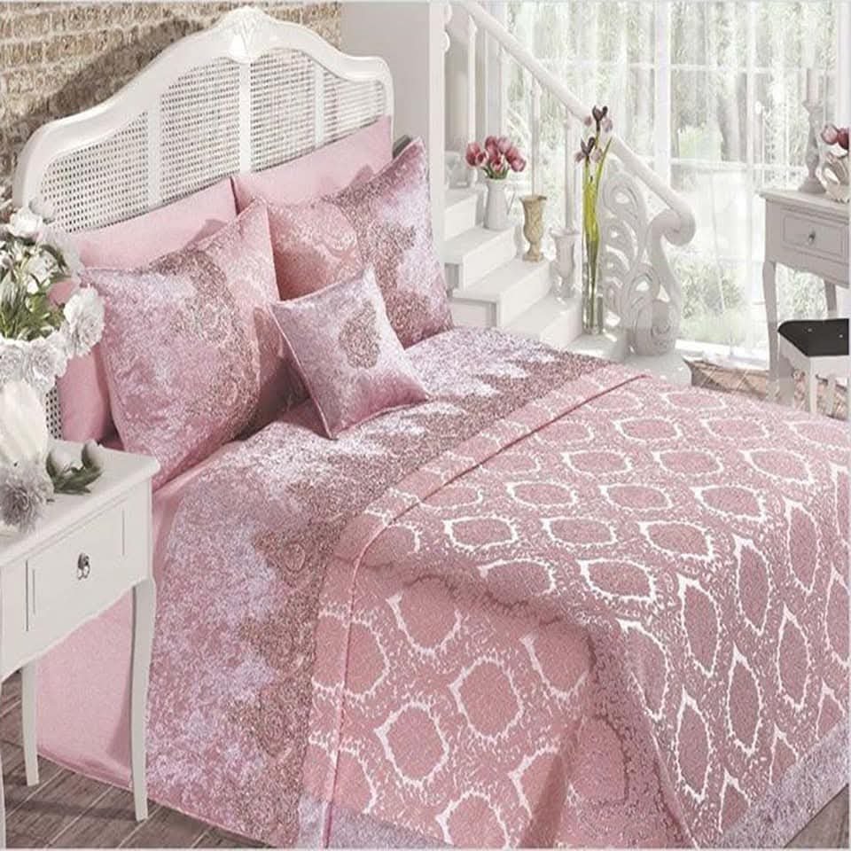 Couvre lit de luxe, Rose / crème Harem  set 7 pcs