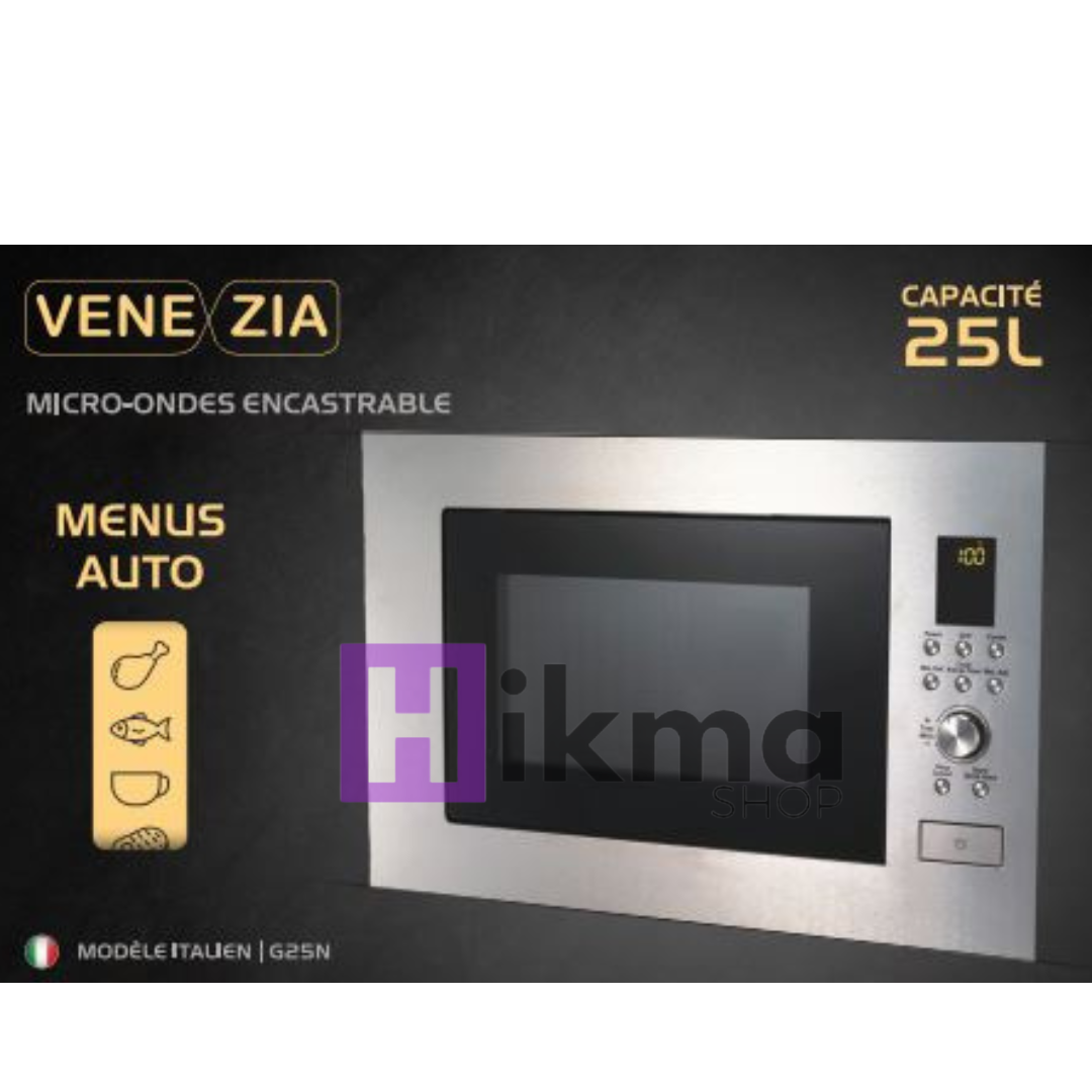 Four à micro-ondes encastrable finition Inox 25L venezia VZ-G25N